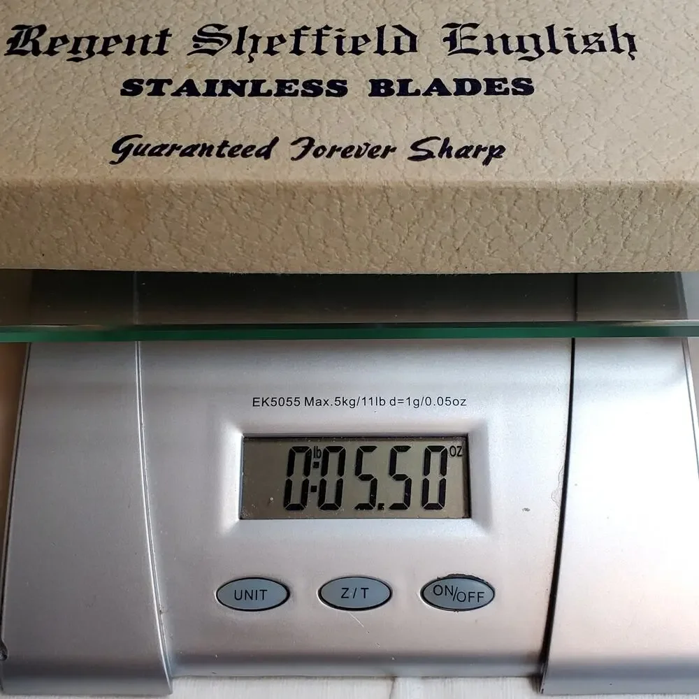 Vtg Regent Sheffield English Stainless 4 Piece Steak Knife Set in Storage Tray